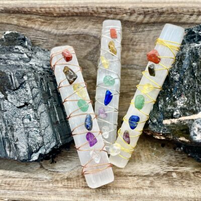 Chakra Selenite Crystal Wand