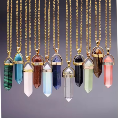 Crystal Pendant Necklaces - Gold Chain