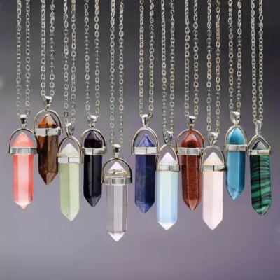 Crystal Pendant Necklaces - Silver Chain